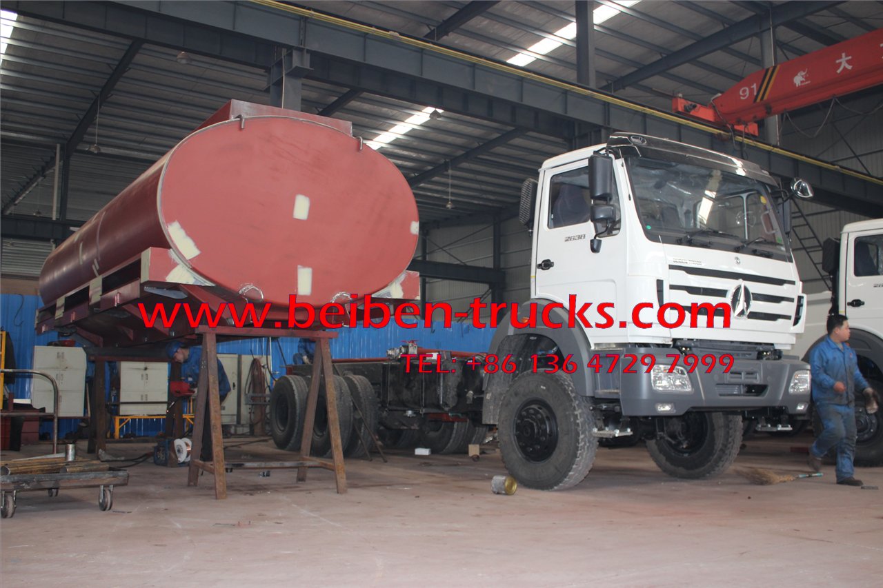  Product BEIBEN POWERSTAR water tank truck Chassis model BEIBEN Chassis parameters Overall dimensions mm 10415x2500x3340 Gross weight kg 25000 Kerb weight 12610 Rated payload 12260 Suspension F/R mm 1410/2505 Whee