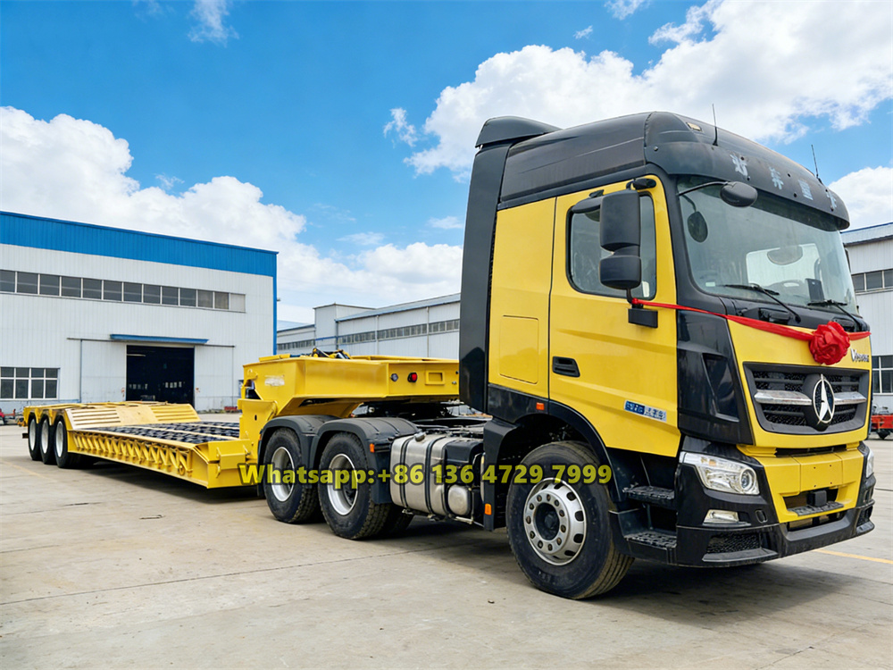 Beiben V3 tractor head with gooseneck flatbed trailer Beiben V3 tractor head with gooseneck flatbed trailer