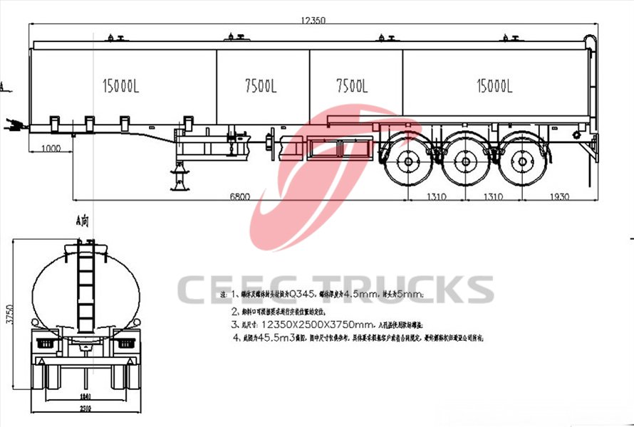 45 CBM oil tanker semitrailer manufacturer 