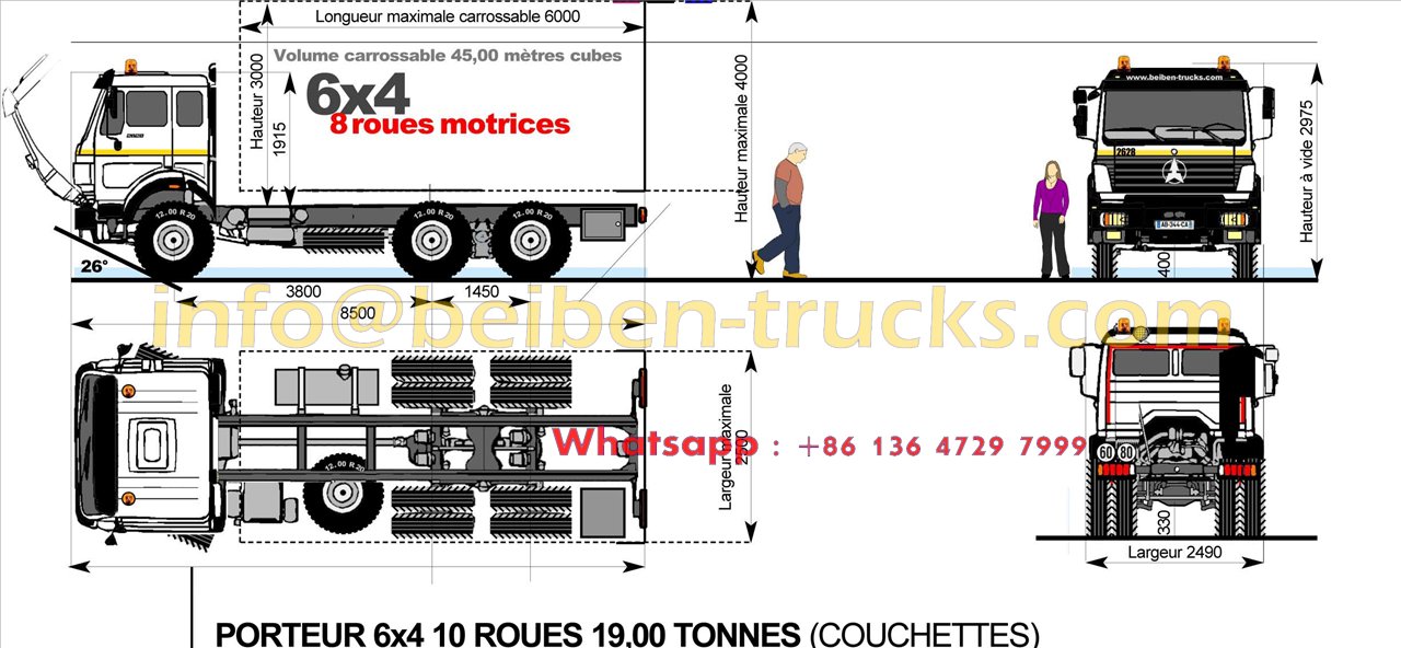 beiben 6*4 dump truck with 360 hp engine