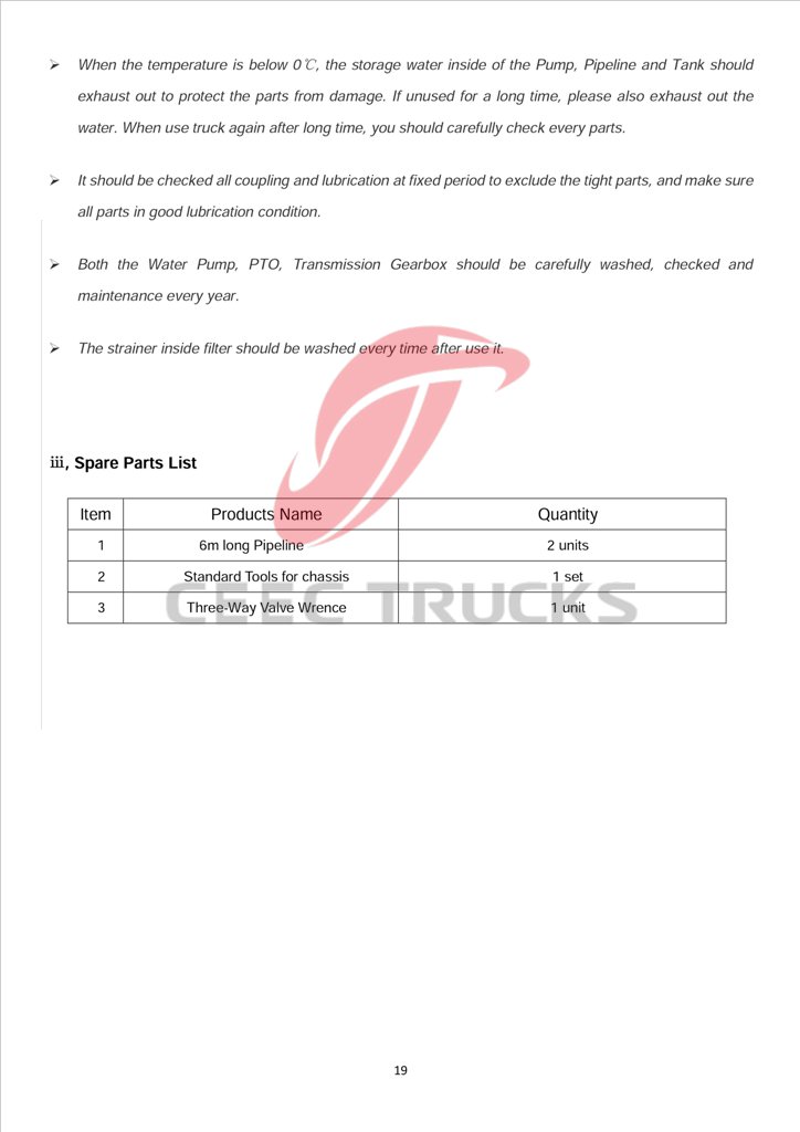 beiben water truck manual