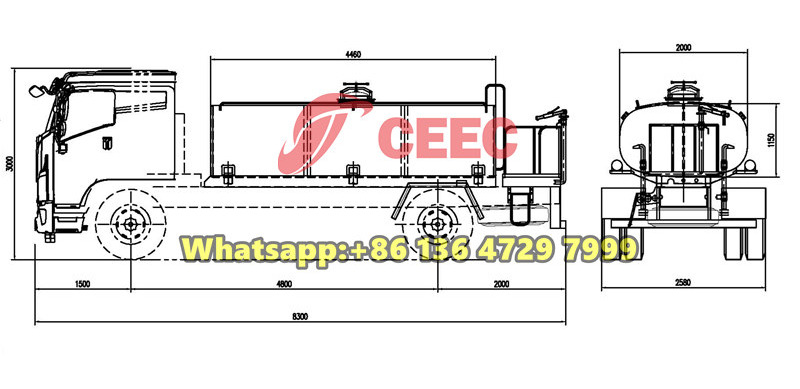 Beiben 8000L water bowser drawing