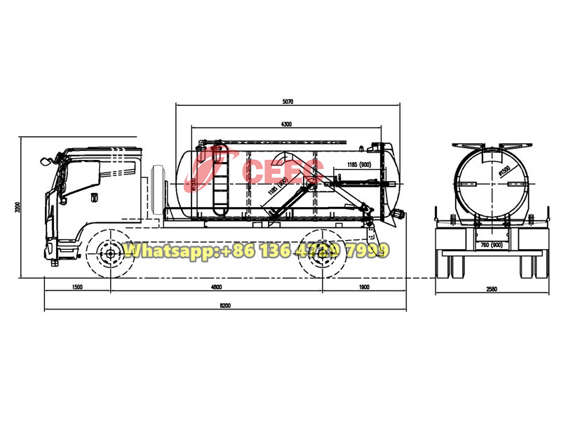 Beiben super sucker vacuum truck drawing
