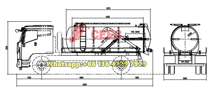 Beiben super sucker vacuum truck drawing