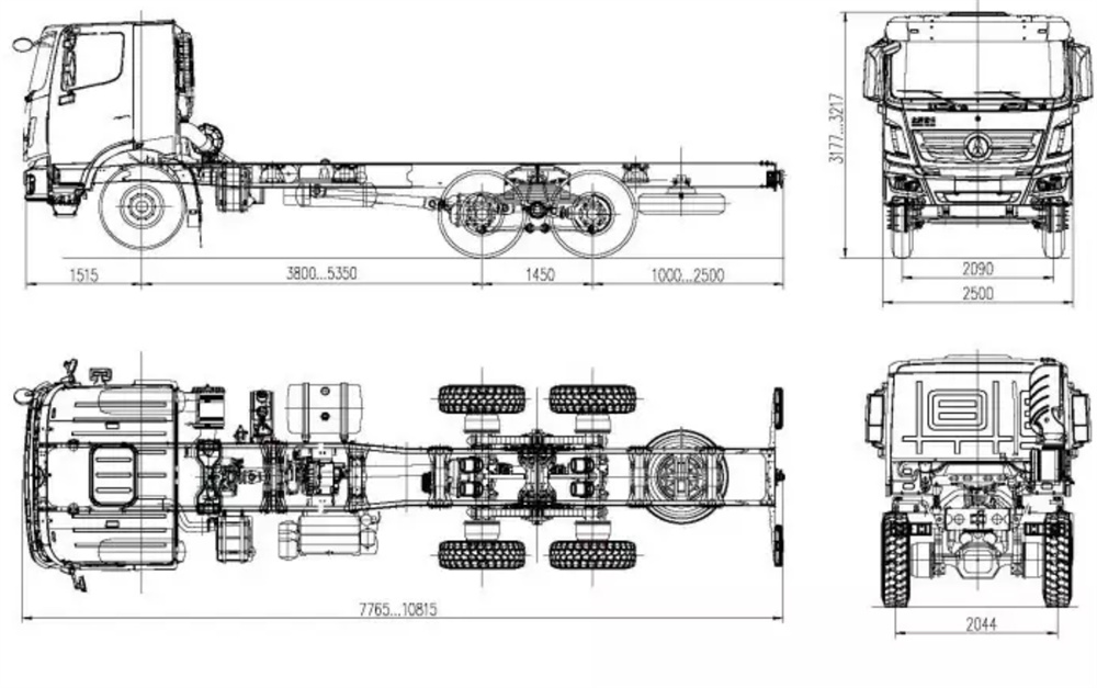 Beiben 6x6 off road truck chassis