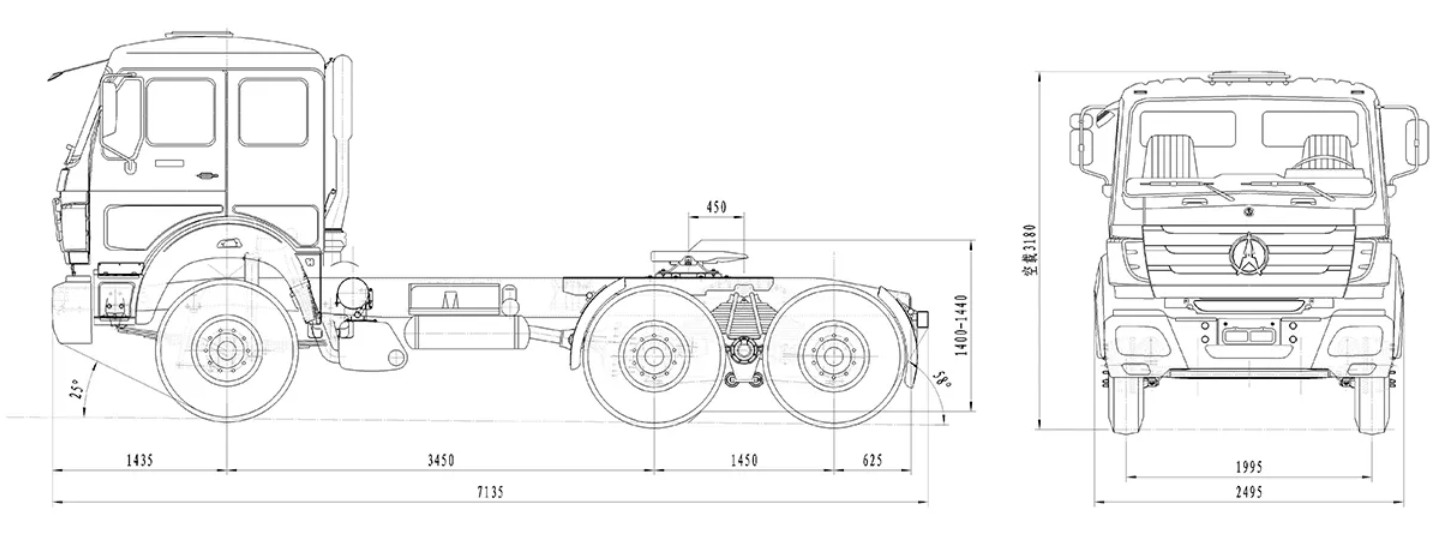 Beiben tractor truck drawing