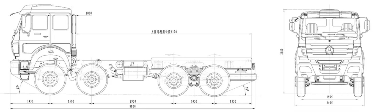 Beiben 8×4 heavy chassis drawing Beiben 8×4 heavy chassis drawing