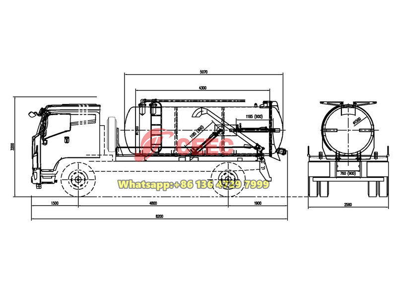 Beiben vacuum tank truck drawing Beiben vacuum tank truck drawing