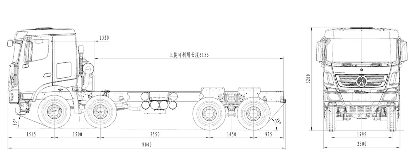 Beiben 8×4 heavy chassis drawing