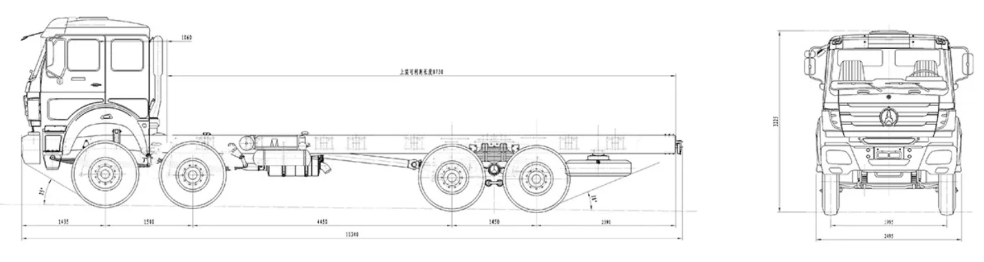 Beiben 8×8 heavy chassis drawing
