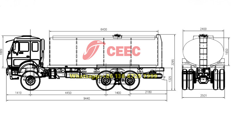 Beiben 20000 liters water bowser drawing Beiben 20000 liters water bowser drawing