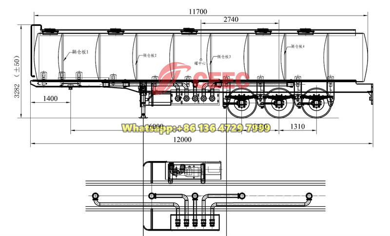Fuel tanker semi trailer drawing