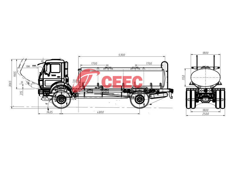 Beiben 4×4 off-road fuel bowser drawing