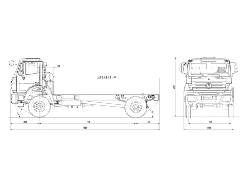 Beiben 4WD fuel tanker truck drawing