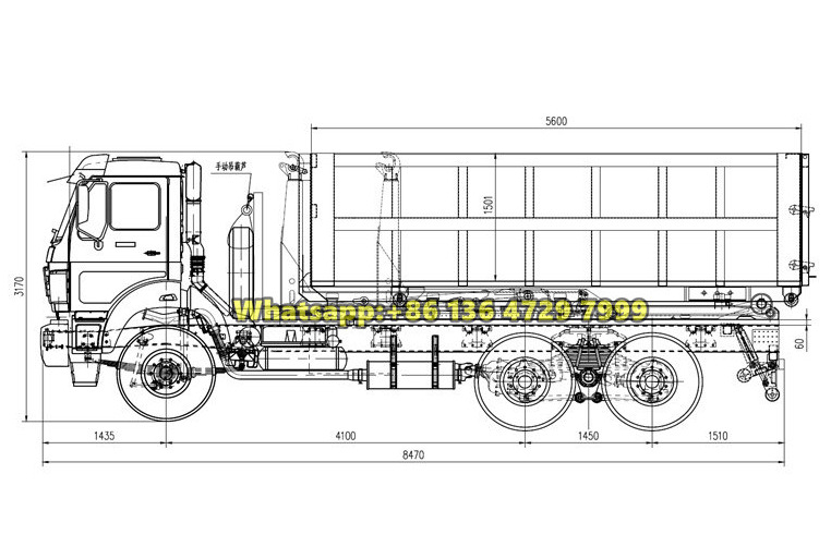 Beiben 6×4 20-ton hook loader truck drawing Beiben 6×4 20-ton hook loader truck drawing