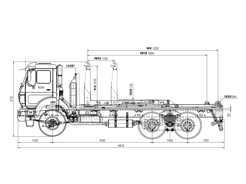 Beiben 6&times;4 hook loader garbage truck