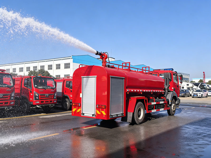 Beiben water tender fire truck testing