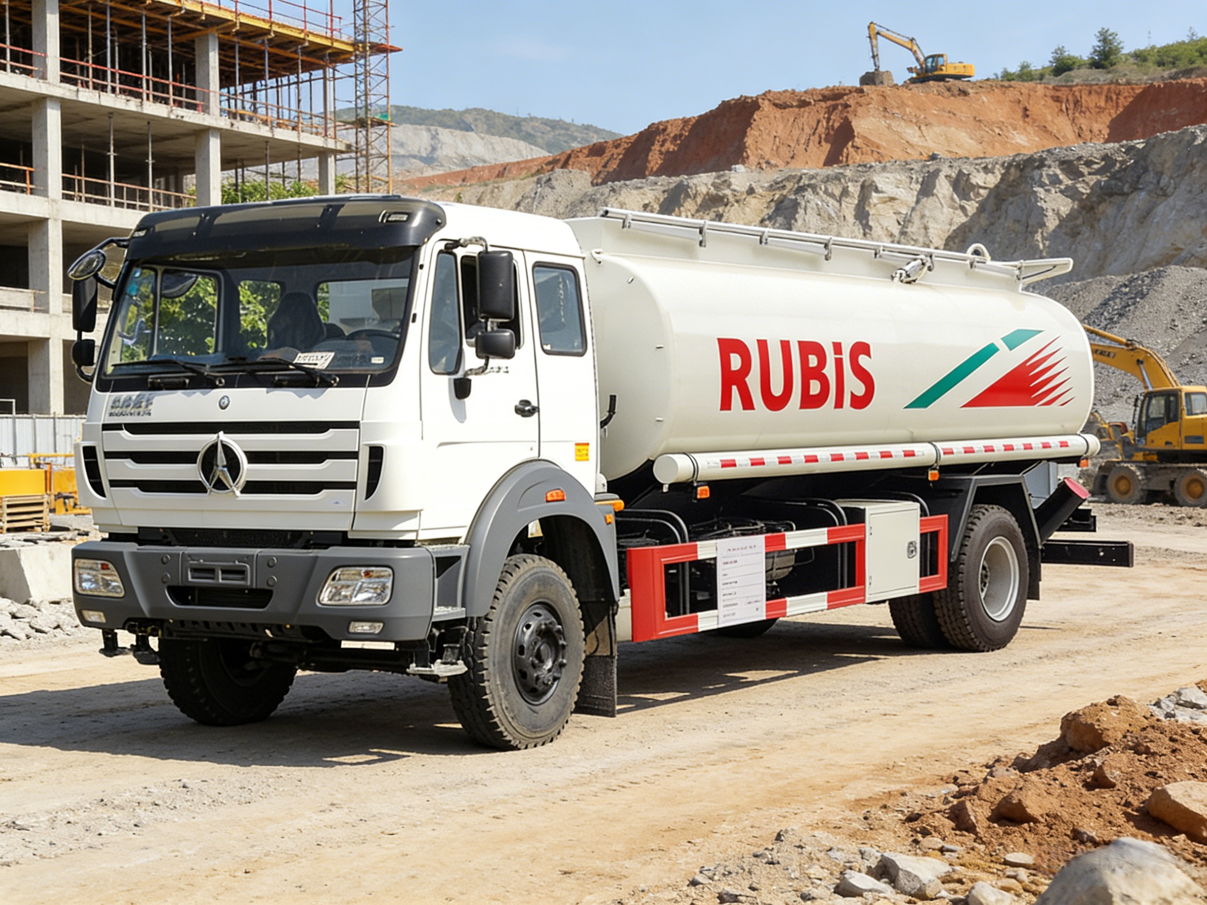 beiben fuel tanker trucks working site