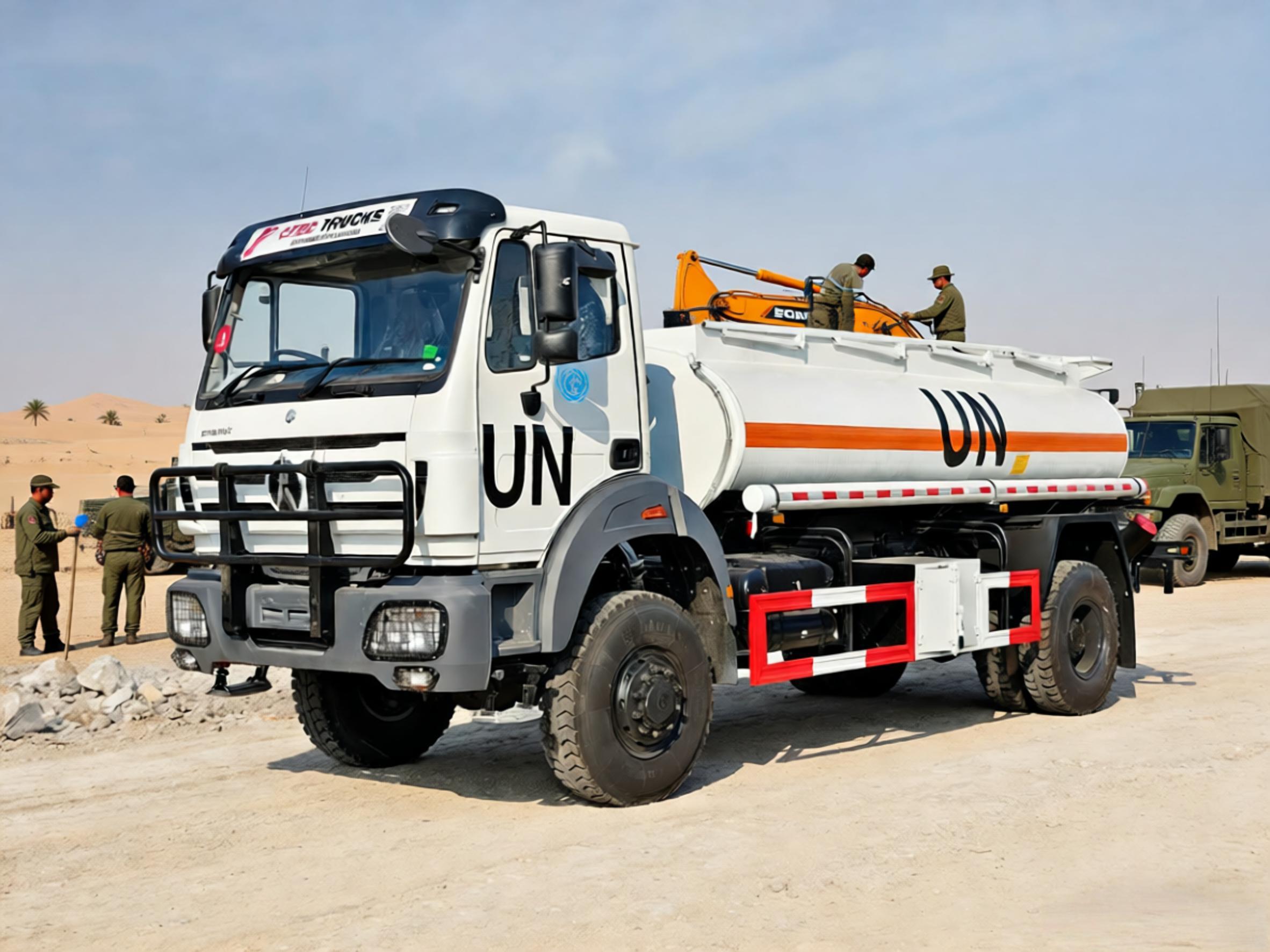 Africa beiben fuel tanker trucks working site