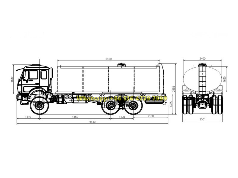 Beiben 6x4 water tanker truck drawing Beiben 6x4 water tanker truck drawing