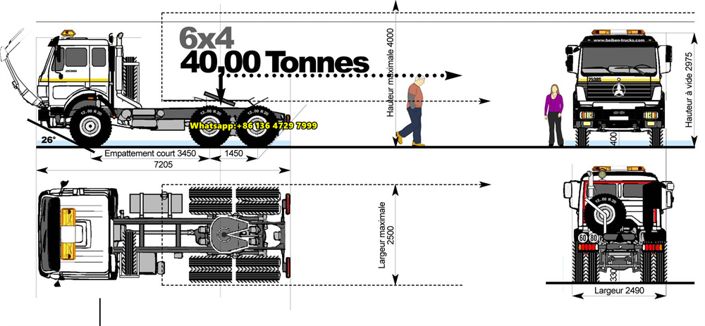 Beiben 2638 tractor truck drawing