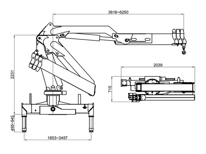 Beiben 6&times;6 truck with 4-ton knuckle crane