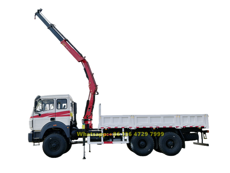 Beiben 6&times;6 truck with 4-ton knuckle crane