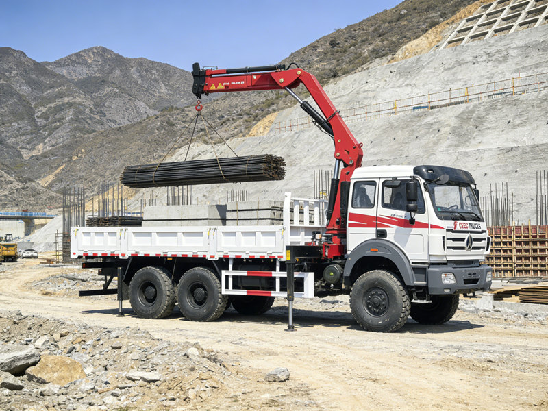 Beiben off-road truck mounted hydrulic crane applications