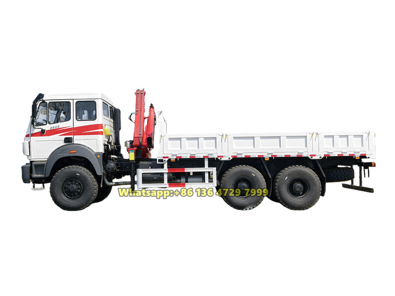 Beiben 6&times;6 cargo truck with knuckle crane