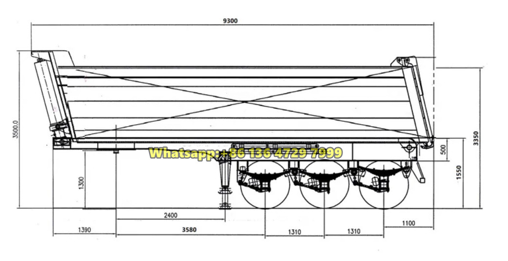 3-axle dumper semi-trailer drawing