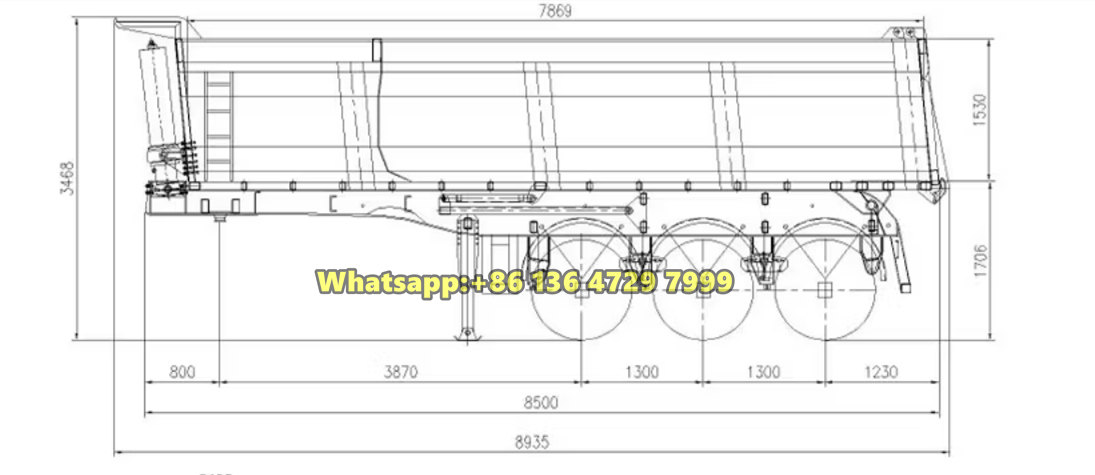 3-axle dumper semi-trailer drawing