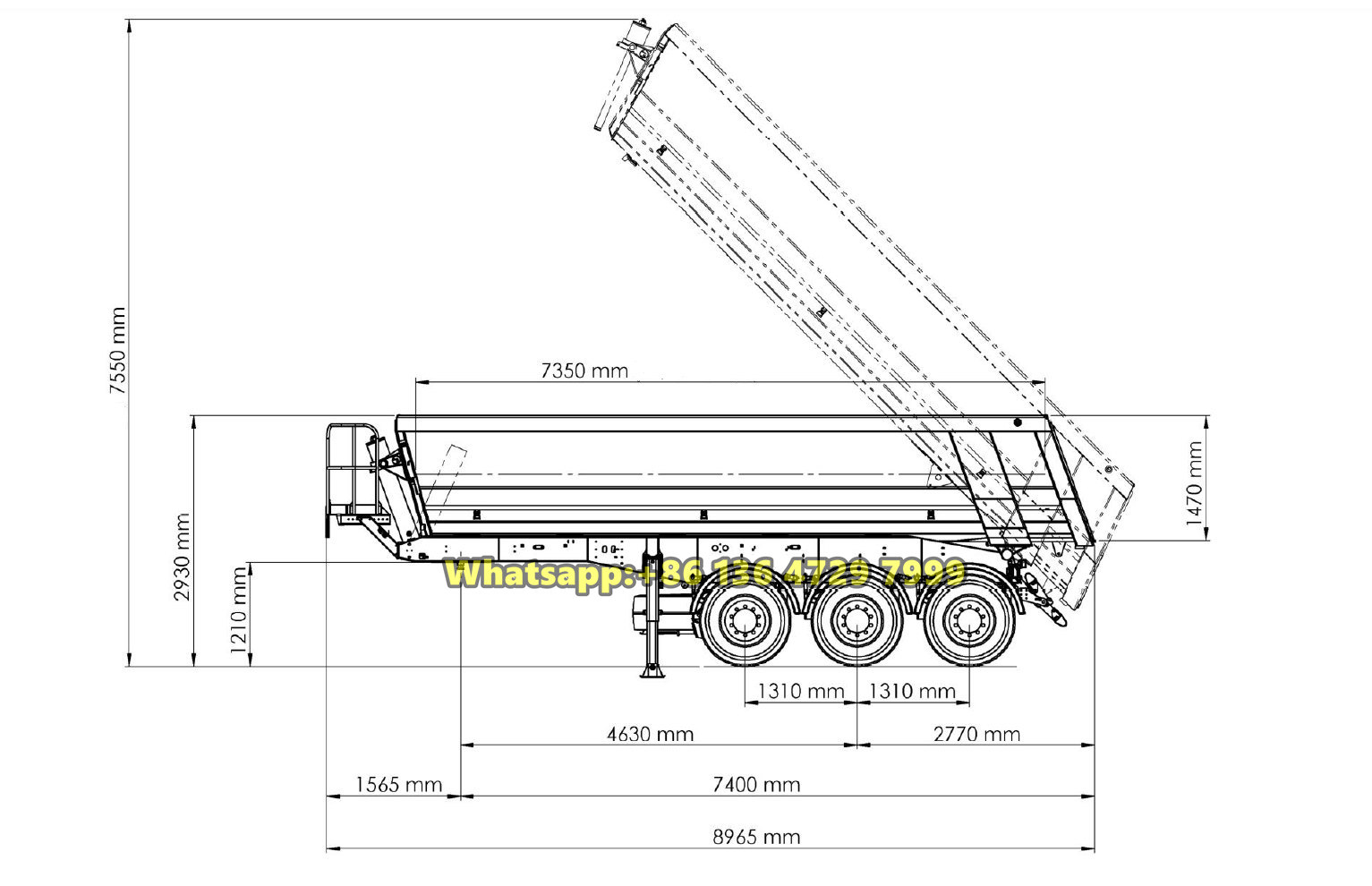 U-shaped tipper semi-trailer drawing