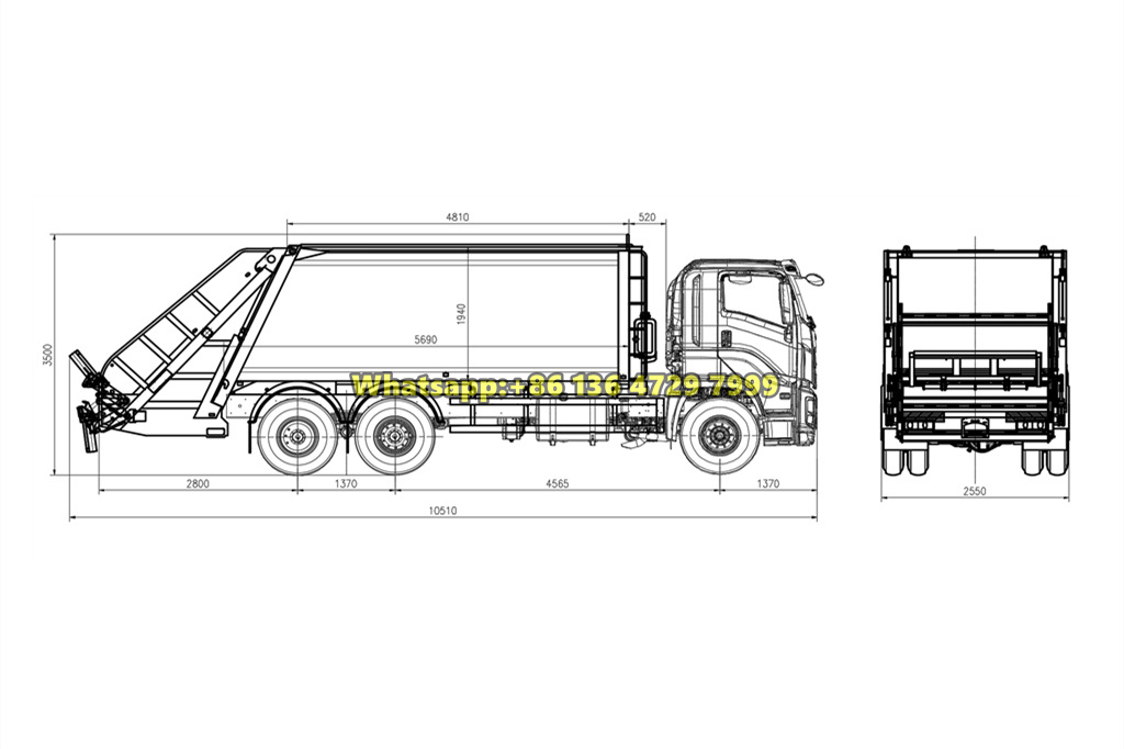 Beiben 6&times;4 garbage compactor drawing