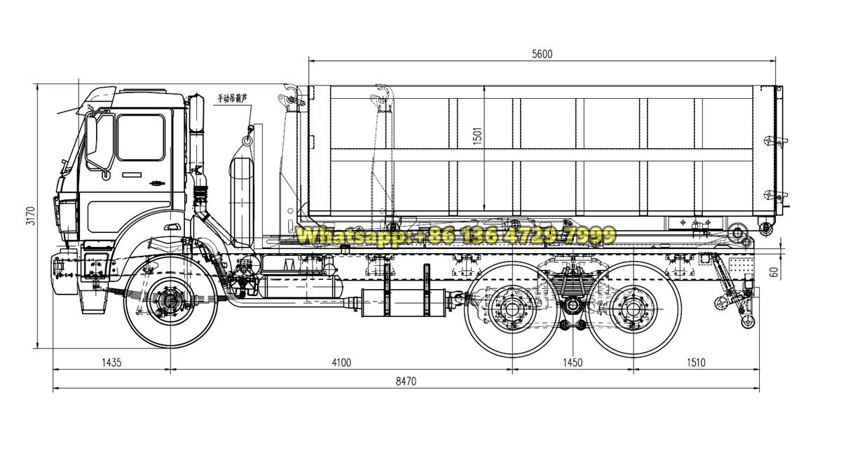 Beiben 6&times;4 hook loader truck drawing