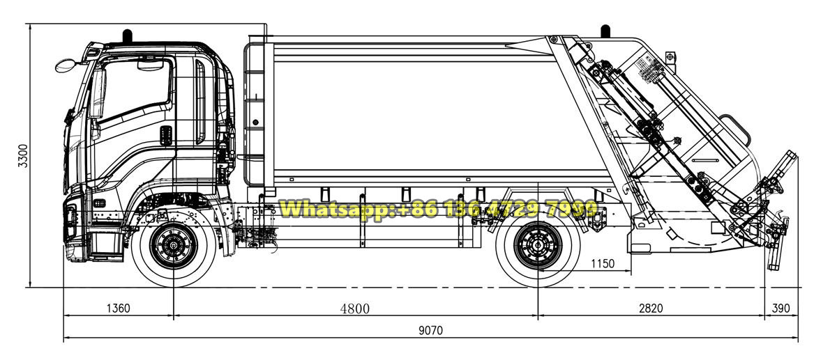 Beiben 4&times;2 garbage compactor drawing