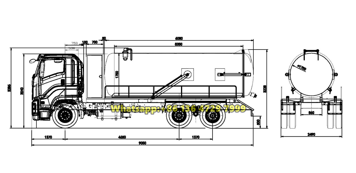 Beiben 6&times;4 vacuum tank truck drawing