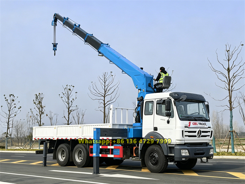 Beiben 6&times;4 cargo truck with crane