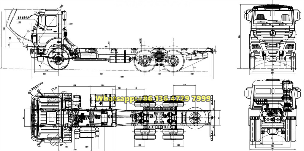 Beiben 6&times;6 chassis drawing