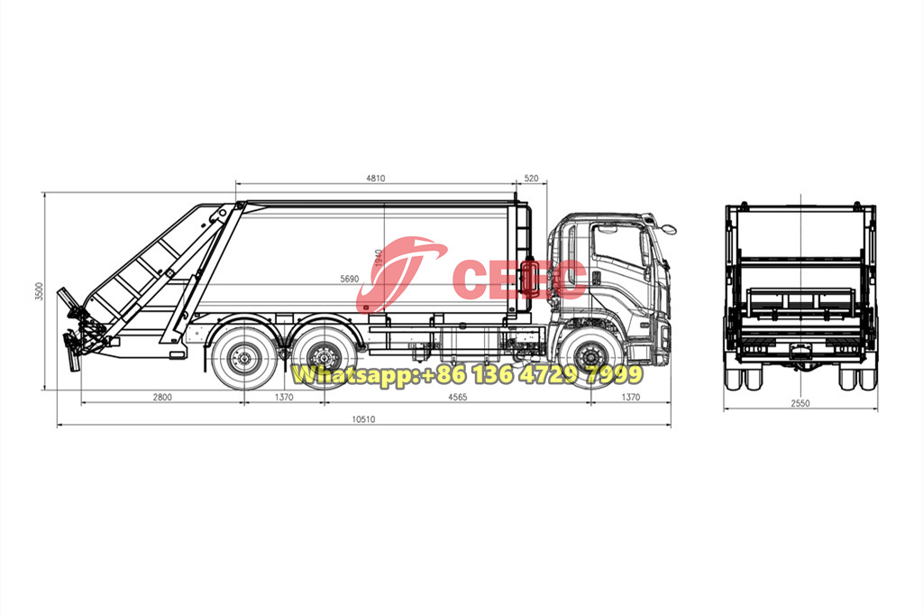 Beiben 6&times;4 garbage compactor drawing