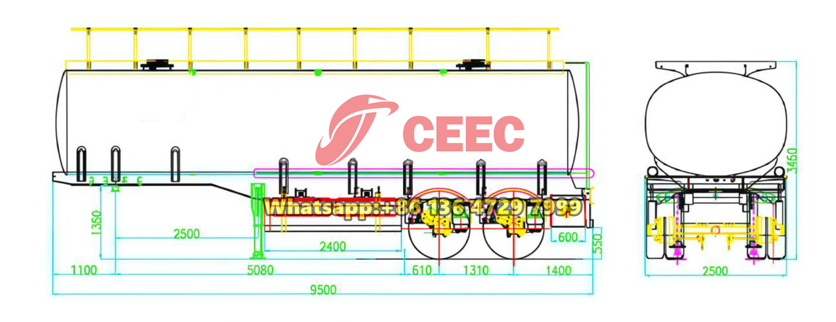 2-axle fuel tanker trailer drawing 2-axle fuel tanker trailer drawing