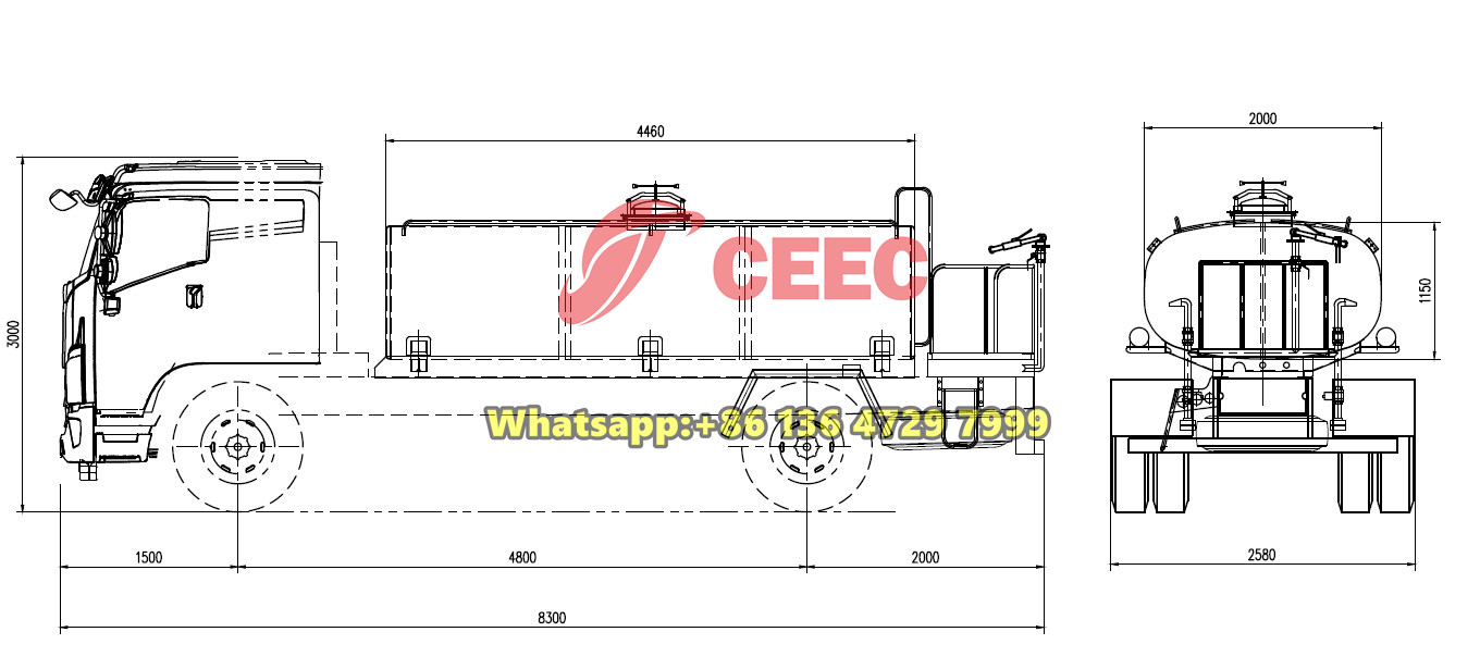Beiben 4×2 water sprinkler truck drawing Beiben 4×2 water sprinkler truck drawing