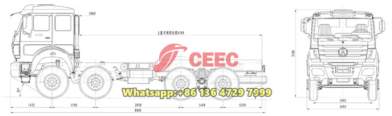 Beiben 8&times;8 heavy chassis drawing