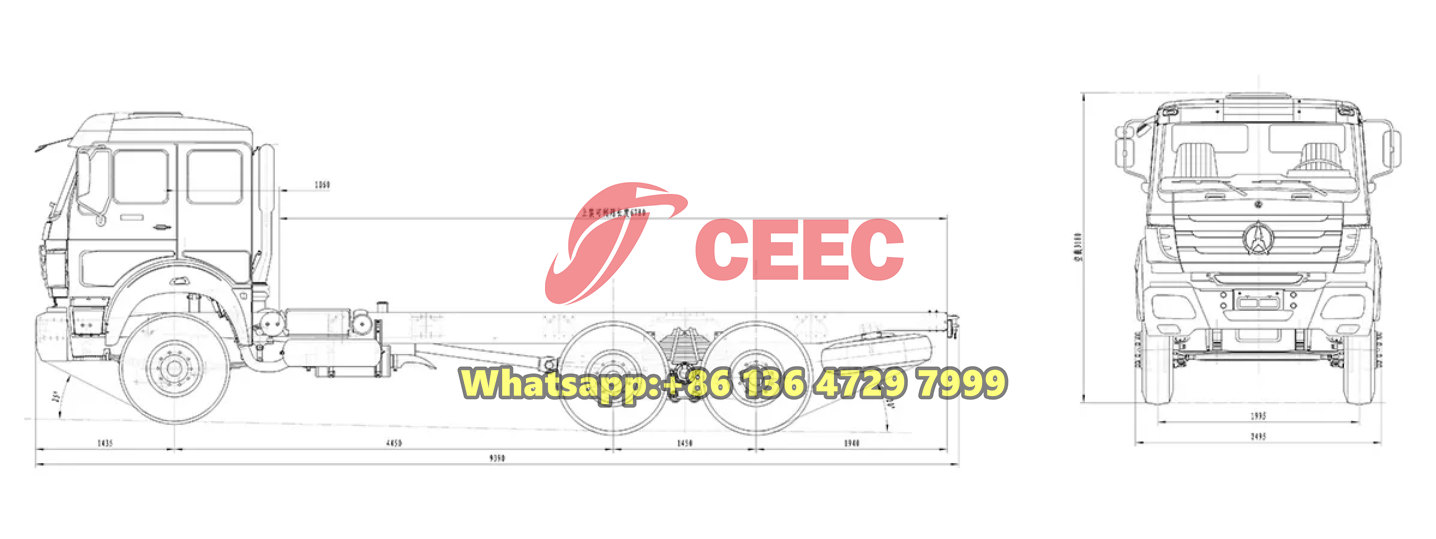Beiben 6&times;6 heavy chassis drawing