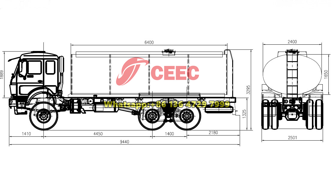 Beiben 6&times;6 water truck drawing
