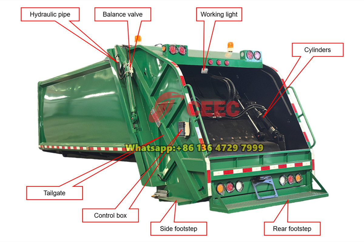 12CBM waste compactor truck body kits components