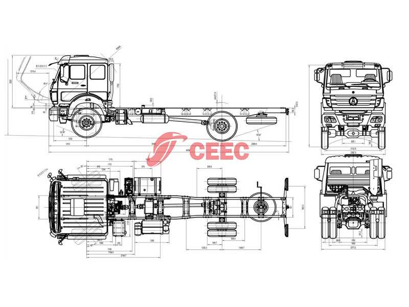 Beiben 4&times;4 off-road chassis drawing