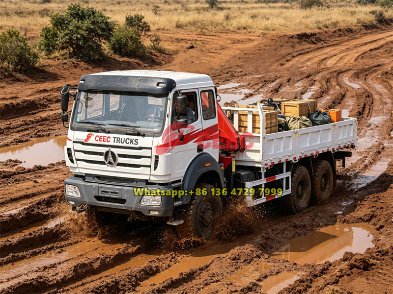 Beiben 6&times;6 cargo truck with crane