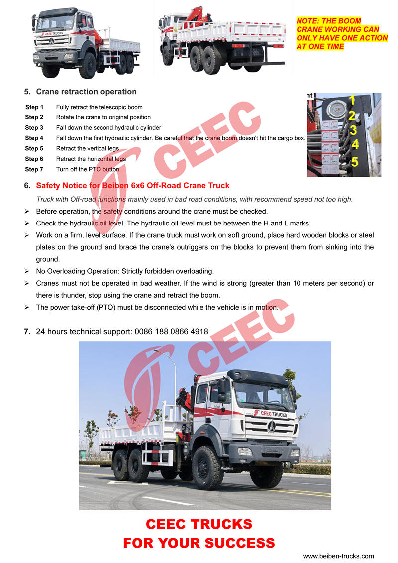 Beiben 6&times;6 crane truck operation