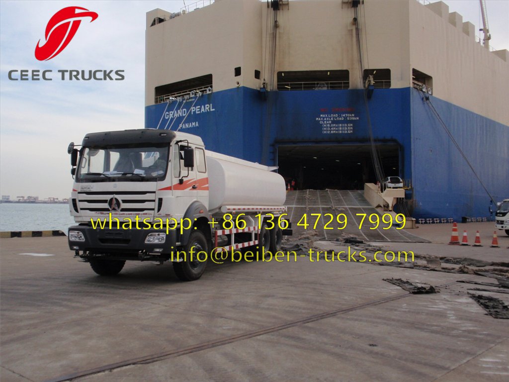 Beiben 2527 water tanker truck are shipped to Combodia country